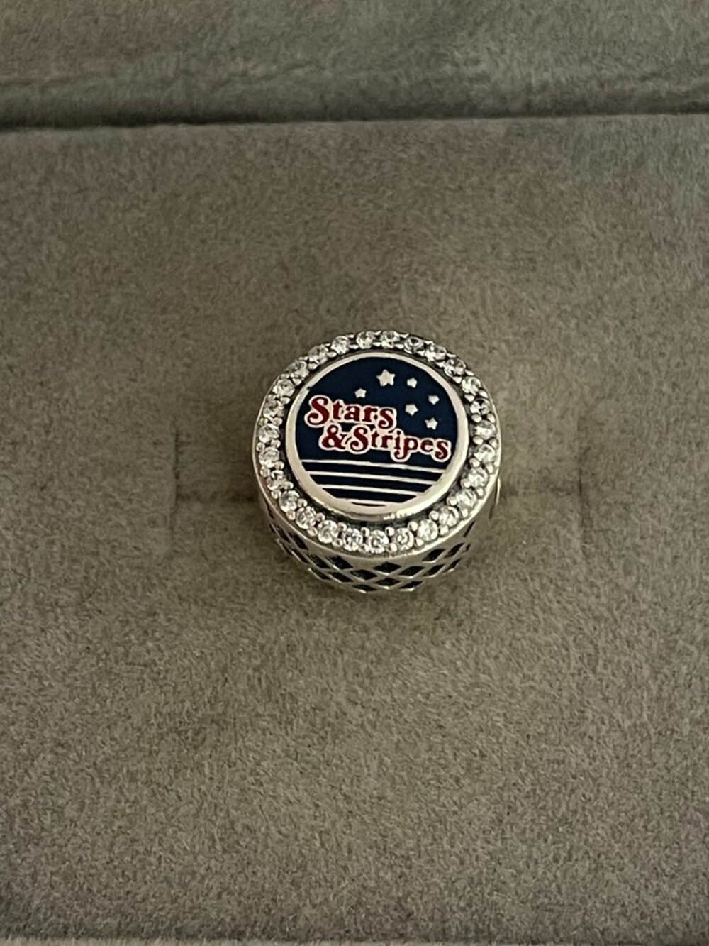 Pandora Stars & Stripes Charm Sterling Silver Bead